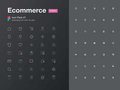 Free Ecommerce Icon Pack #1 - Pixel Perfect Outline Icons 2 styles ecommerce figma free freebie icon pack icons outline pixel perfect scaling svg vector