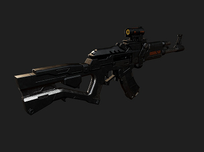 3D Model of scifi AK47 3d animation graphic design