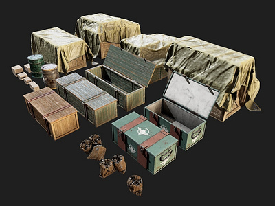 Free Download 3D Model of cargo-asset-set