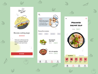 Cooking app branding design graphic design illustration ui uiux ux uxdesigner