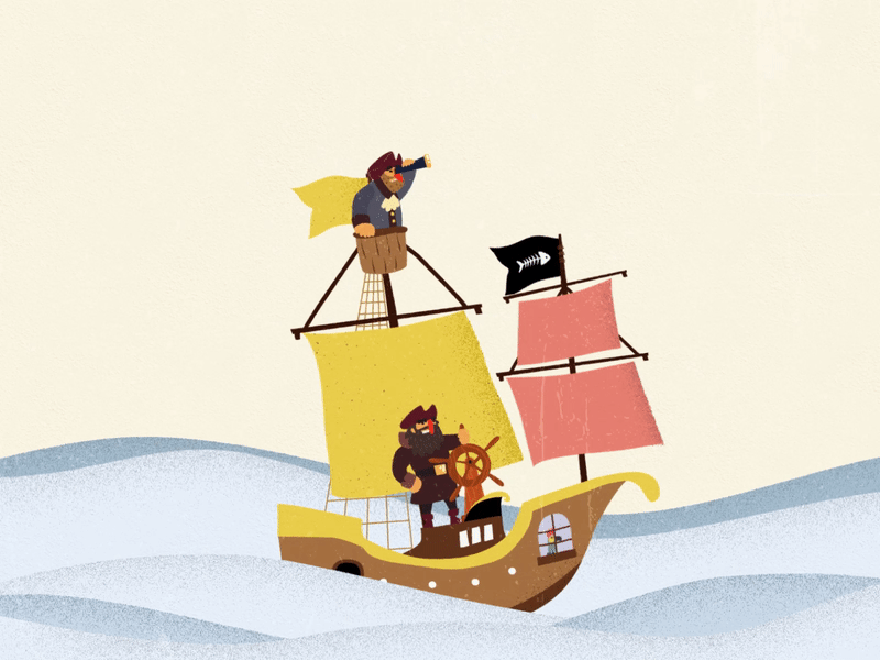 Jolly Roge adventure animation beautiful captain character cute illustration lovely motion graphics pirate ship treasure