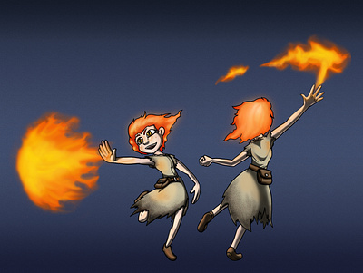 Pyromancer Girl character design concept art design