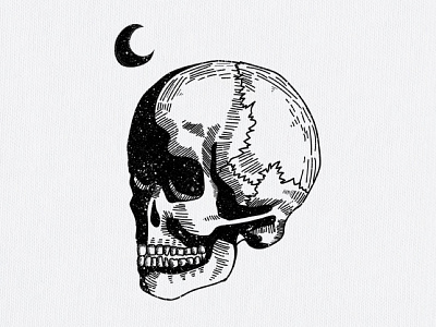 Skull illustration for clothing brand brand clothing drawing illustration moon skull