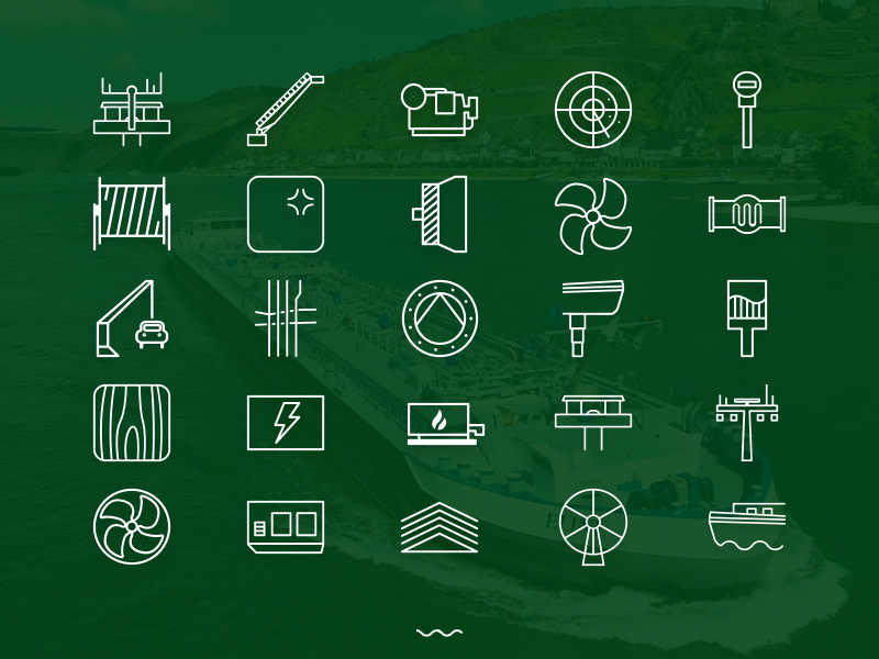 Icons for a business tool boat current electrical electricity icon lines nautical ship shipyard technical wires