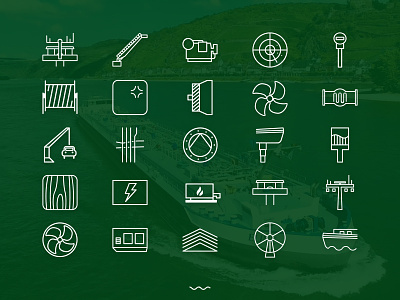Icons for a business tool boat current electrical electricity icon lines nautical ship shipyard technical wires