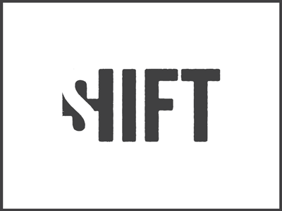 SHIFT black brand identity logo negative shift space typo white