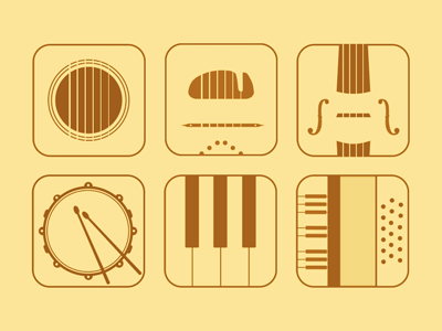 Flat music app icons accordion appicons drum flat guitar gypsy icon instruments music piano set simple violin