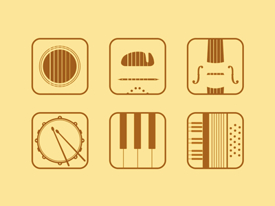 Flat music app icons (Rebound)