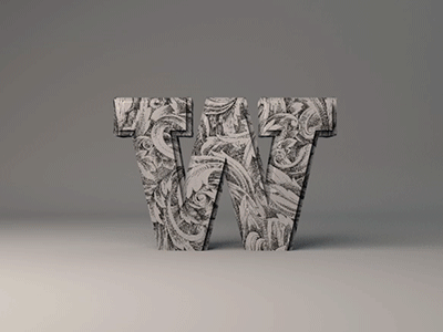 W 36 days of type c4d cinema 4d letter w marble w