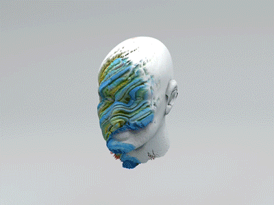 Displace map face abstract c4d cinema 4d clean colors displace face form head layers studio white