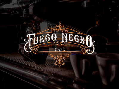 Fuego Negro coffee lettering logo méxico puebla retro victorian vintage