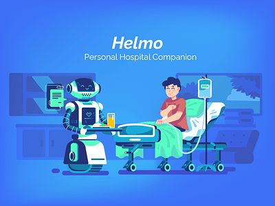 Robo Helmo character design future game gradient graphic design health hero image hospital illustration landing page robot sick ui