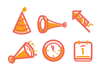 Late New Year asset fireworks icon illustration new year outline simple ui