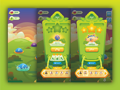 Veggie Game Concept button casual chart game game ui navigation score star ui vegetable victory