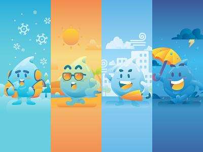 Dripy The Water app character cute fun illustration rain snow umbrella water weather