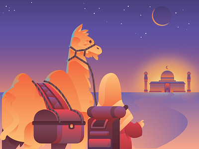 Eid Mubarak 1438 Hijr camel eid mubarak illustration islam moslem mosque ramadhan wonderful