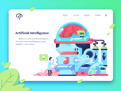 Artificial Intelligence landing page artificial intelligence clean idea illustration landing page mobile professional science technology ui ux web