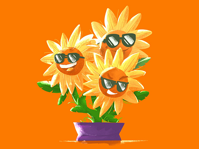 San flower character flower game glasses illustration plant procreate rose summer sun flower sunflower