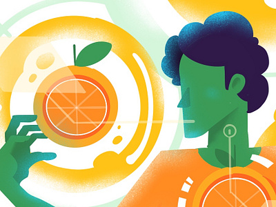 Augmented Orange augmented reality fruit hologram illustration landing page marketplace online shoping ui web
