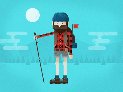 Backpacker backpacker beard flannel hiker hiking illustration mountains