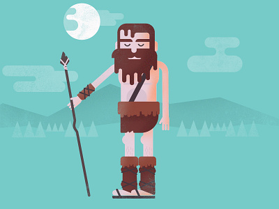 Caveman beard caveman character illustration mountains spear