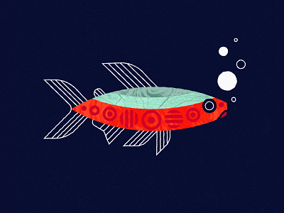 Neon Tetra aquarium fish fish tank geometric illustration neon