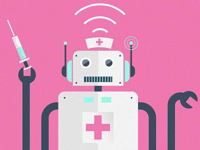 Nursebot geometric illustration nurse robot syringe