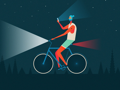 Nightbike bicycle bike character geometric illustration