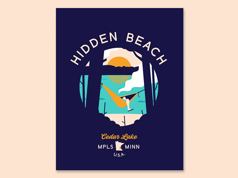 Hidden Beach aftereffects beach cedar lake doobies hammock hidden beach illustration illustrator lake minneapolis minnesota mn mpls