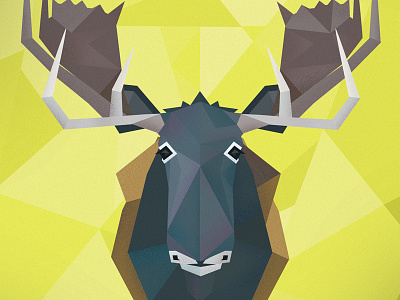 Moose animal antlers blue geometric horns illustration lime green moose mount stag triangles triangular