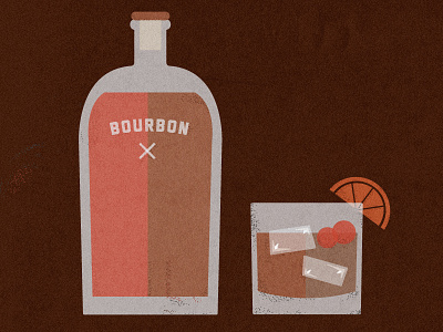 Old Fashioned bourbon cocktail drink illustration old fashioned