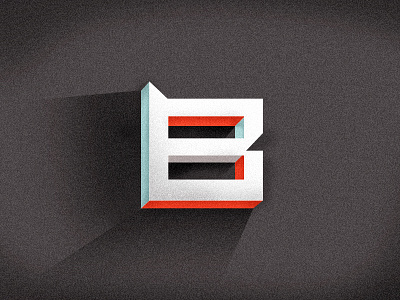 White B b extruded letter