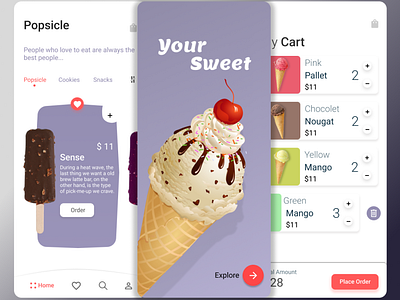 Ice Cream order apps design icecream illustration justeat clone ui modern app ui ui ux