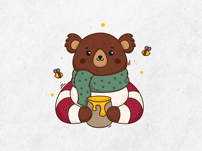 Would you like some honey? design graphic design happy bear illustration