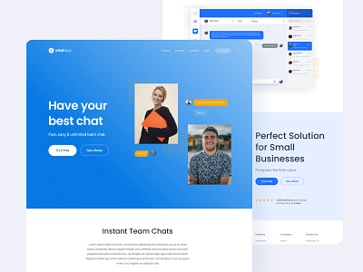 ChatApp Landing Page beginner blue branding chatapp figma graphic design landing page minimalism ui uiux ux web design