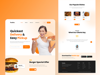 Food Delivery App Landing Page 3d branding food landing page graphic design landing page ui ui design ux web design