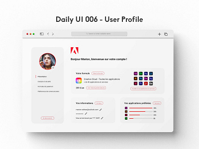 Daily UI 006 - User Profile 006 adobe daily ui 006 dailyui design graphic design profil utilisateur ui user profile web