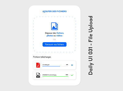 Daily UI 030 - File Upload 030 daily ui 030 dailyui design fichiers file upload files graphic design pictures statut télécharger ui upload videos web