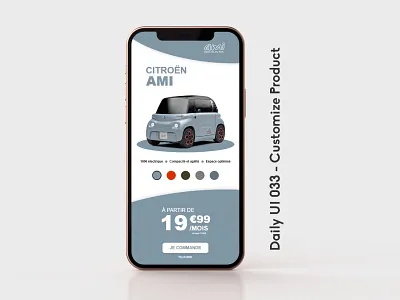 Daily UI 033 - Customize Product 033 car citroen colors couleurs customize product daily ui 033 design graphic design mobile personnalisation produit ui voiture