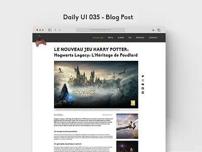 Daily UI 035 - Blog Post 035 blog blog post daily ui 035 dailyui design game graphic design harry potter jeux vidéo post publication ui web