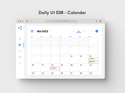 Daily UI 038 - Calendar agenda calendar calendrier dailyui day design evenements figma graphic design jour tache tasks ui web