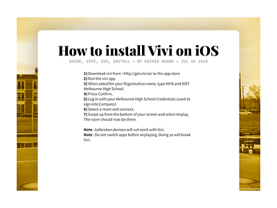 Installation Guide guide install ios vivi web