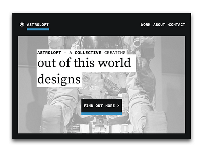 Astroloft Homepage – Desktop astroloft blue clean dark design space web