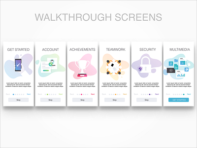 Walkthrough screens app illustrator mobile sketch