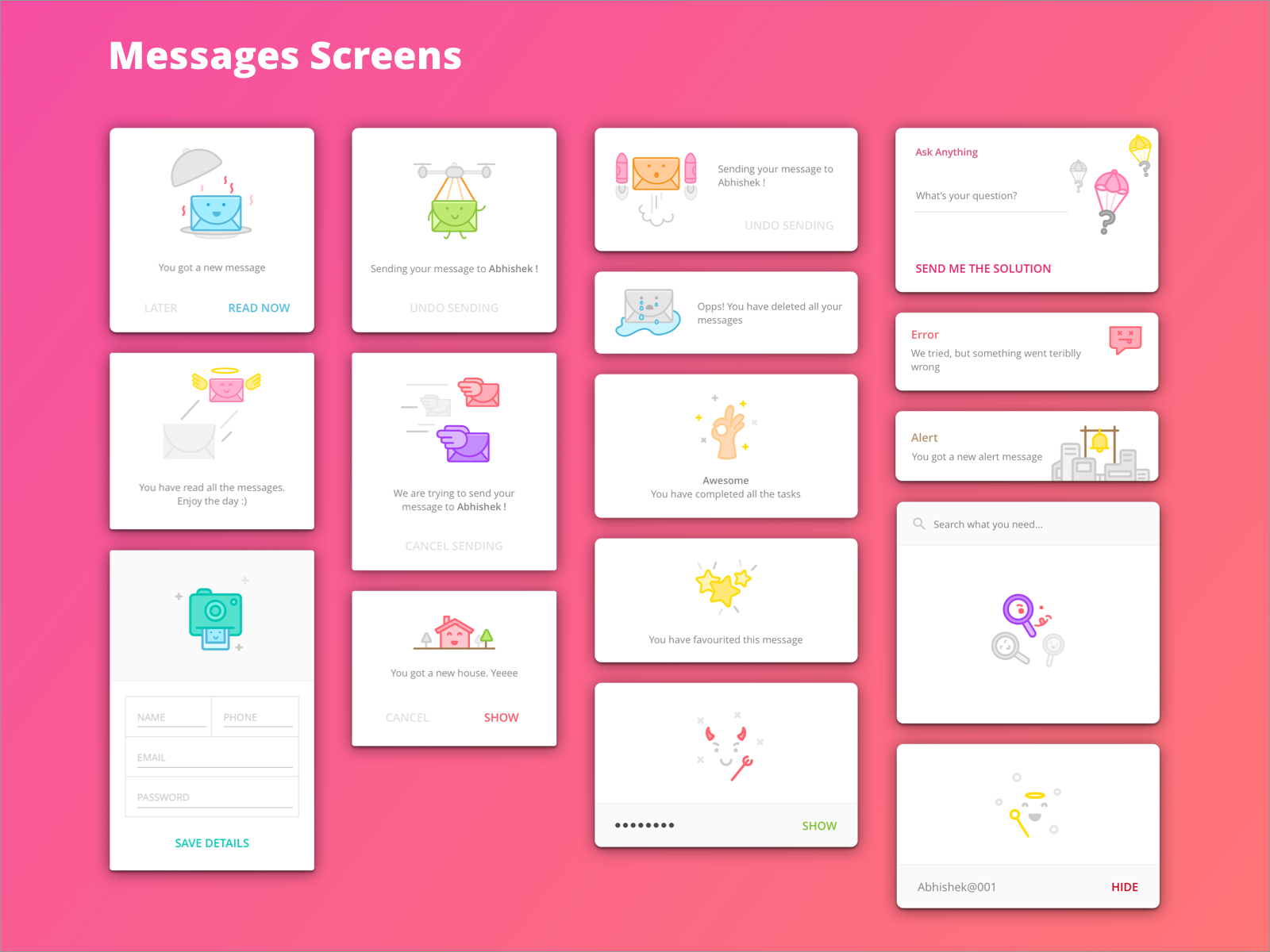 Messages Screens Design By Abhishek Gupta On Dribbble   Messages Screens  4x 