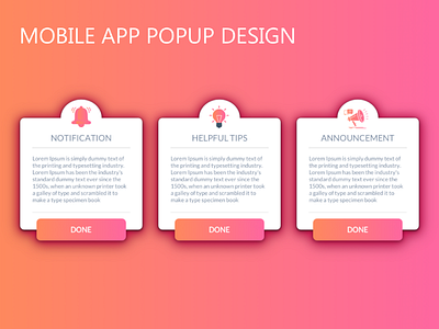 Mobile App Pop-up Design mobile app sketch