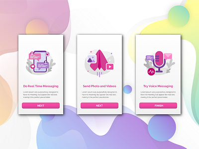 Walkthrough screen for message app mobile app sketch walkthrough