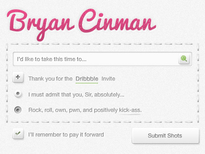 Thanks for the Invite! bryan cinman thank you thanks user interface