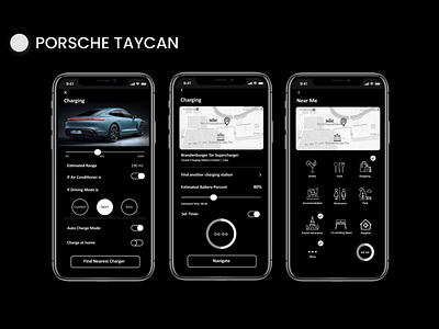 Porsche Taycan Mobile app animation app art branding design illustration logo minimal mobile porsche simple ui ux vector
