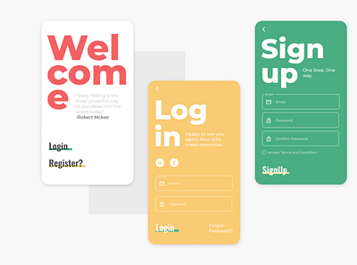 Authentication Screens - Using Bold Typography app design design mobile ui mobile ux product design ui uiux ux ux design